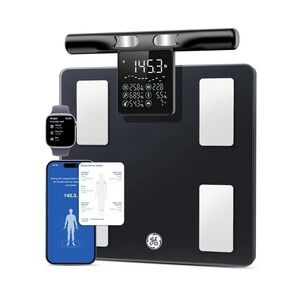 Body Scale 400lb Capacity Bluetooth App Sync Black GE Smart Weight 8-Electrode